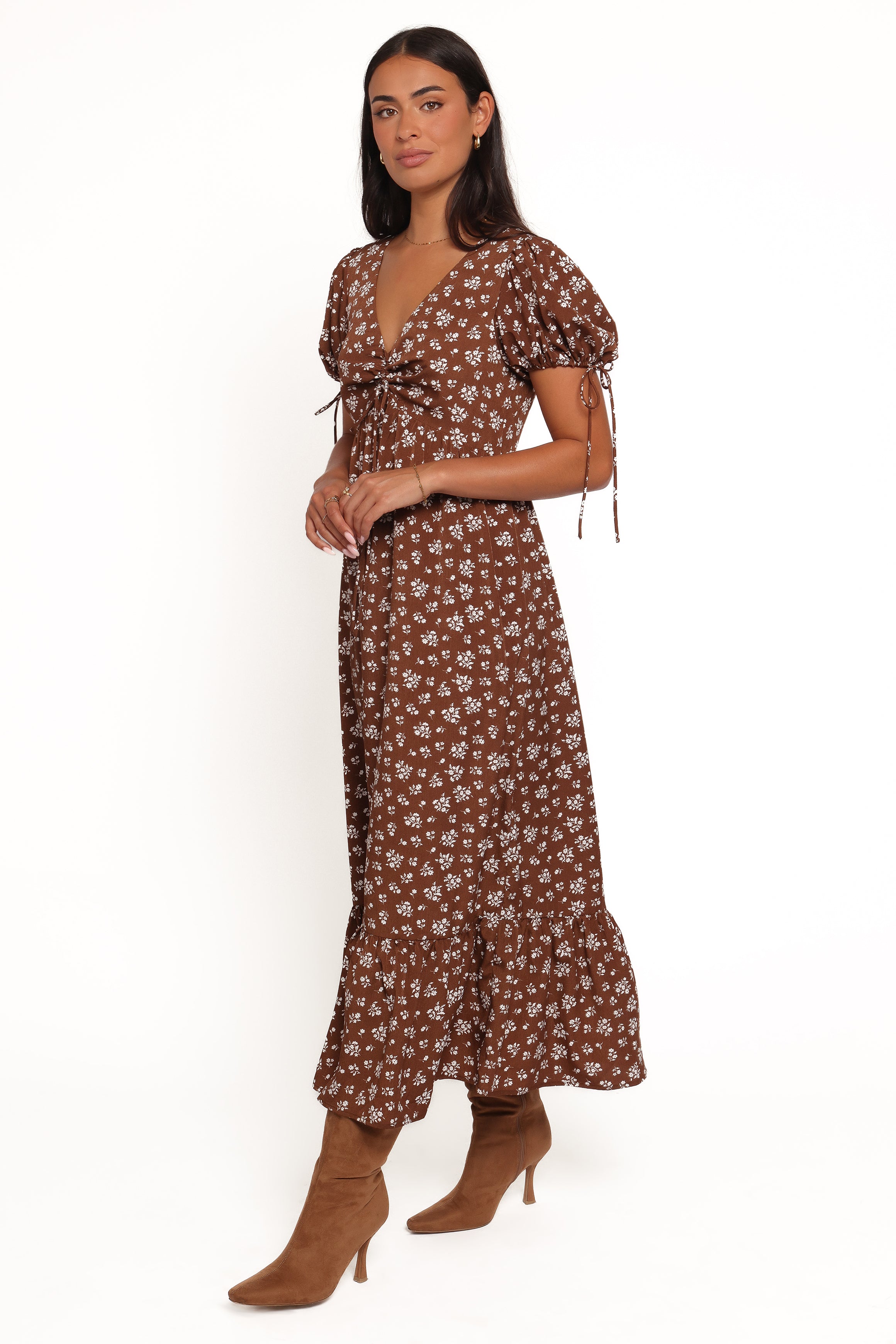 DRESSES Zina Maxi Dress - Brown Ditsy Floral