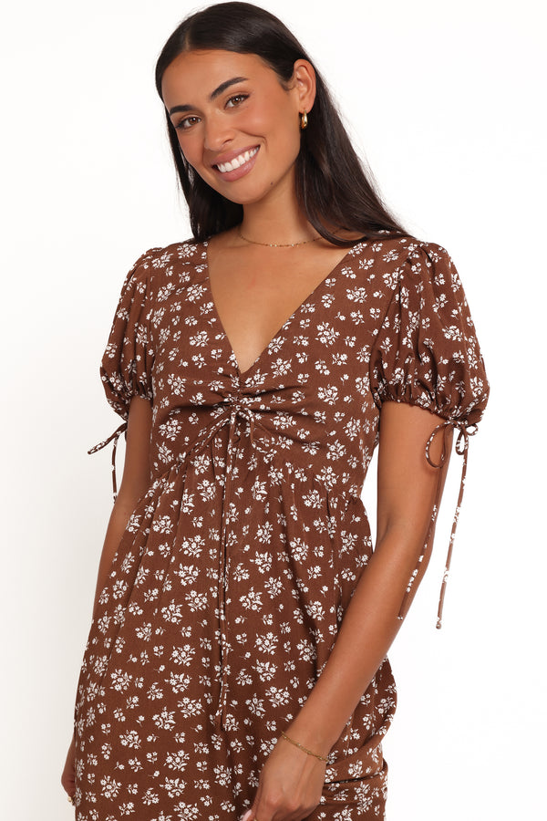DRESSES Zina Maxi Dress - Brown Ditsy Floral