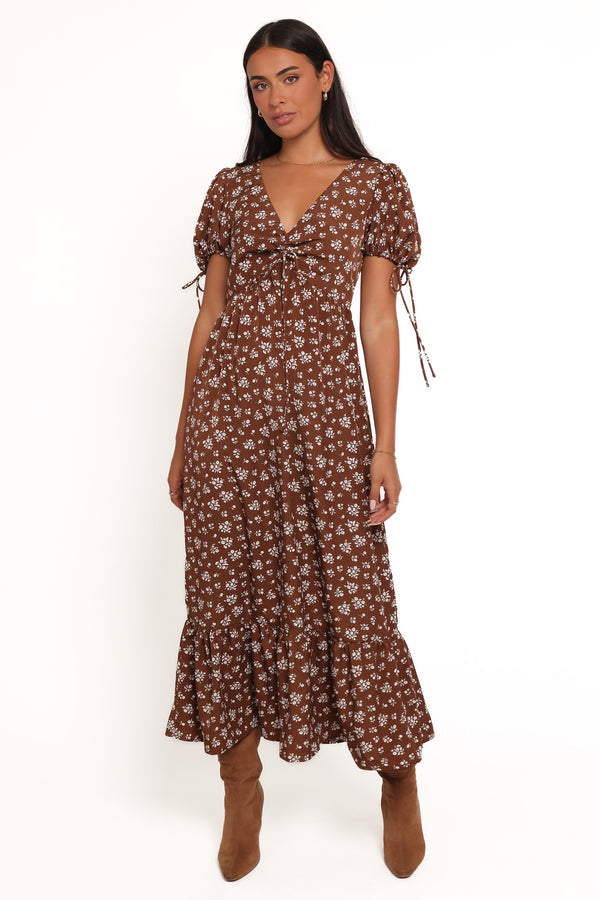 DRESSES Zina Maxi Dress - Brown Ditsy Floral