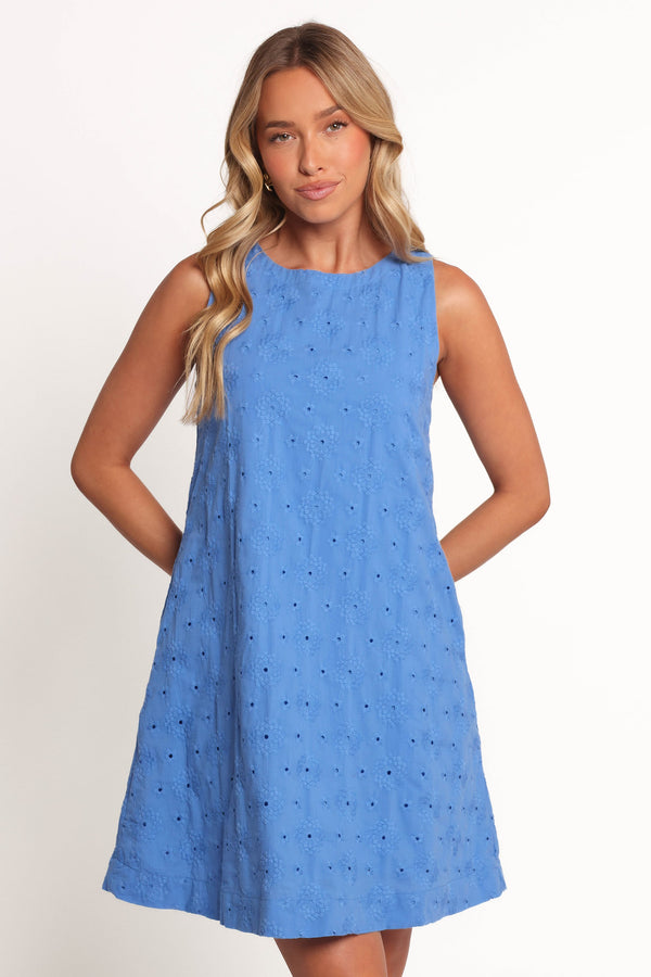 DRESSES Zita Embroidered A-Line Mini Dress - Cobalt