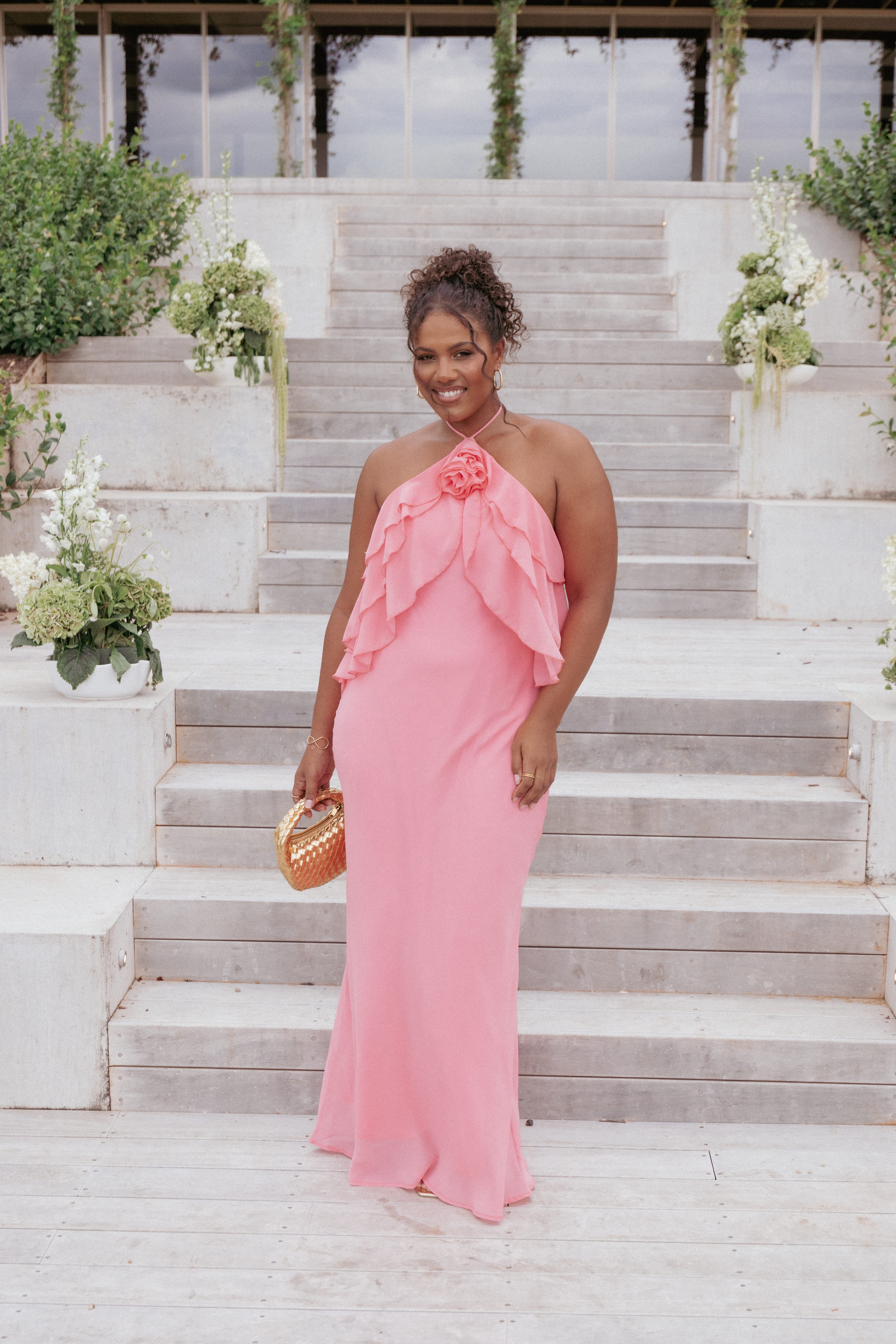 Zorina Halterneck Maxi Dress - Coral | Petal & Pup