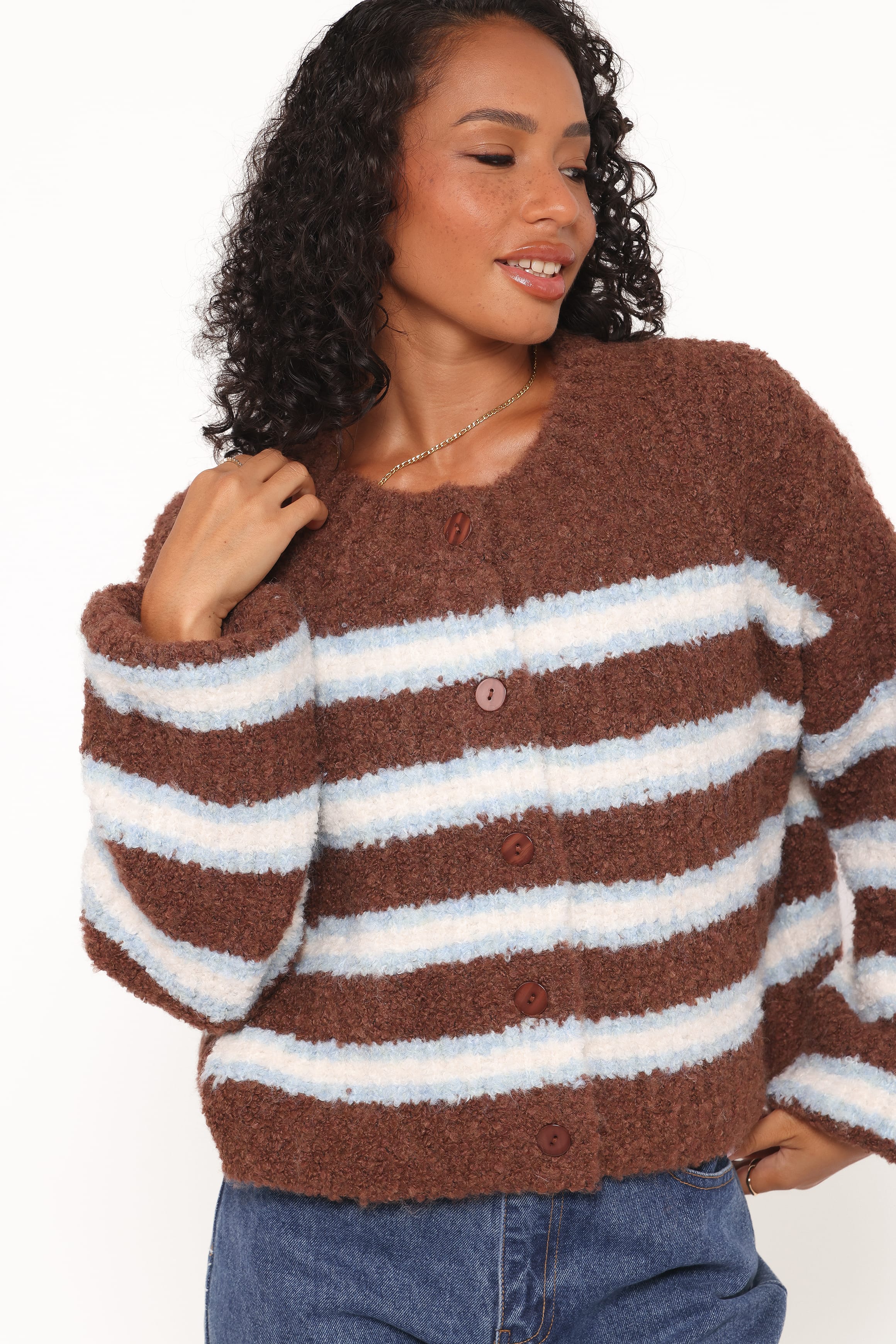 KNITWEAR Albertine Cardigan - Brown Stripe (HOLD FOR WK 18 LAUNCH)