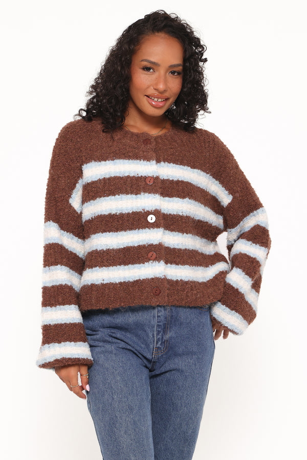 KNITWEAR Albertine Cardigan - Brown Stripe (HOLD FOR WK 18 LAUNCH)