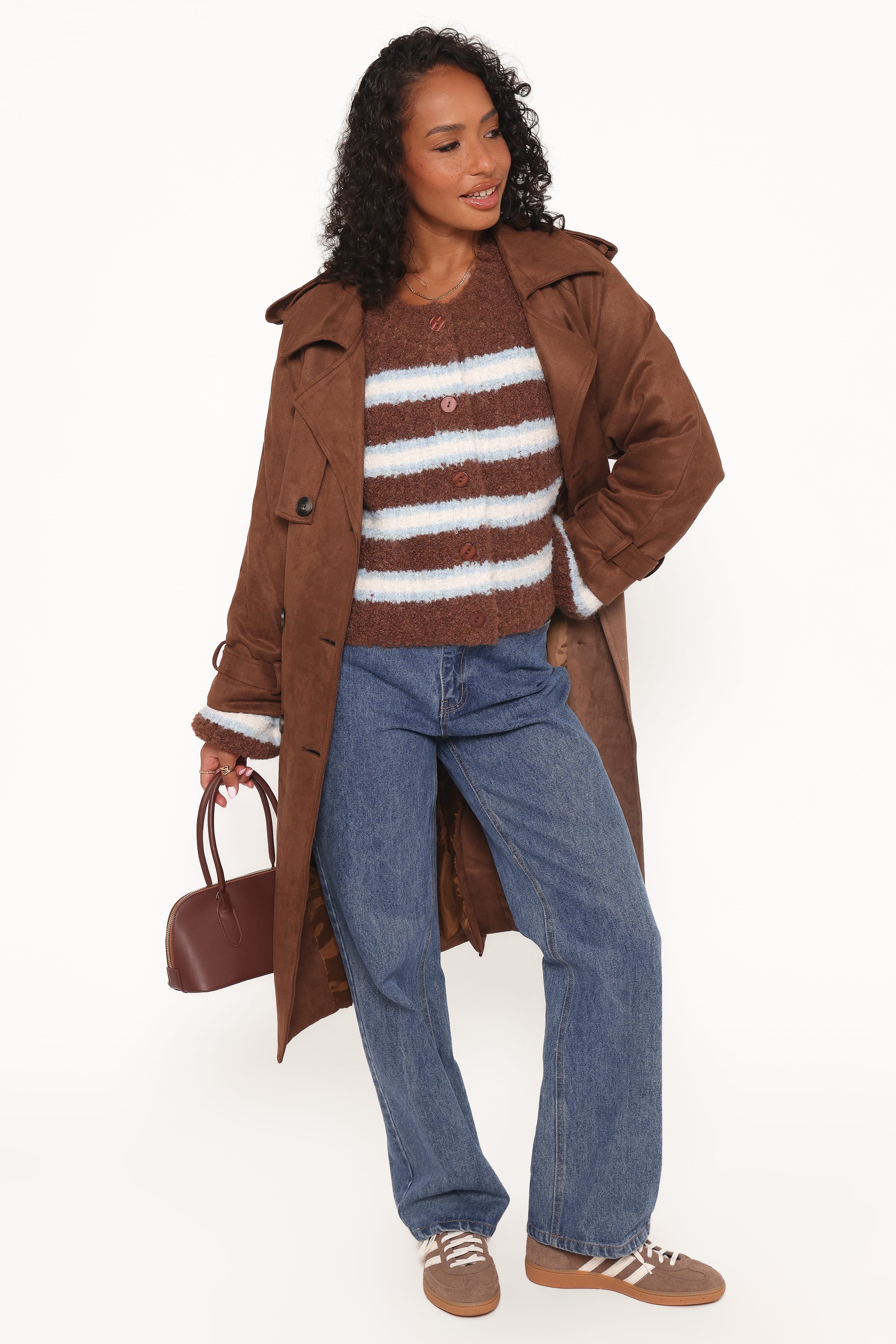 Albertine Cardigan - Brown Stripe | Petal & Pup