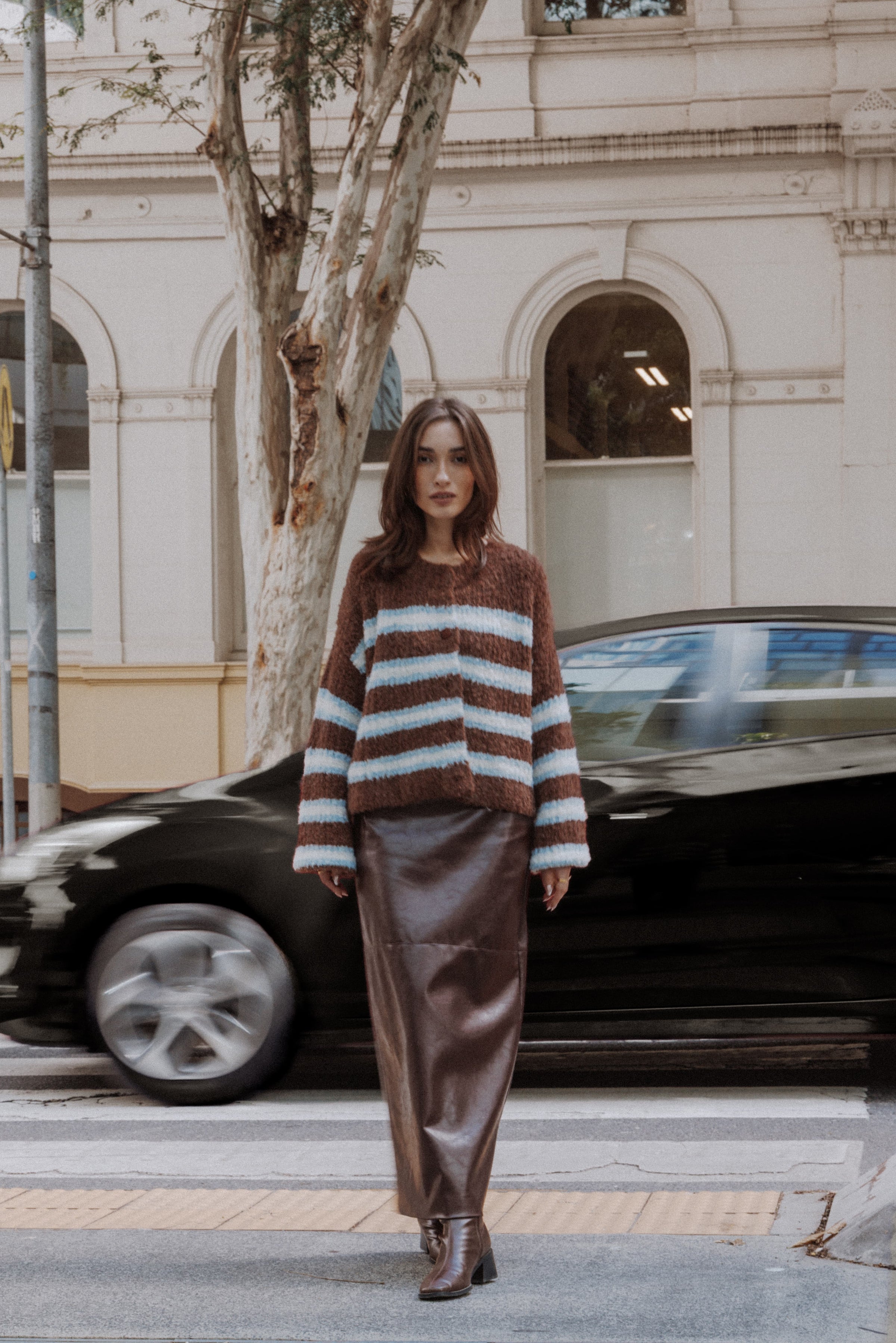KNITWEAR Albertine Cardigan - Brown Stripe (HOLD FOR WK 18 LAUNCH)