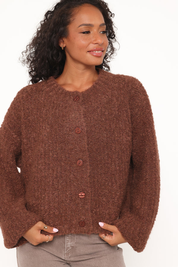 KNITWEAR Albertine Cardigan - Chocolate (HOLD FOR WK 14 THURS LAUNCH)