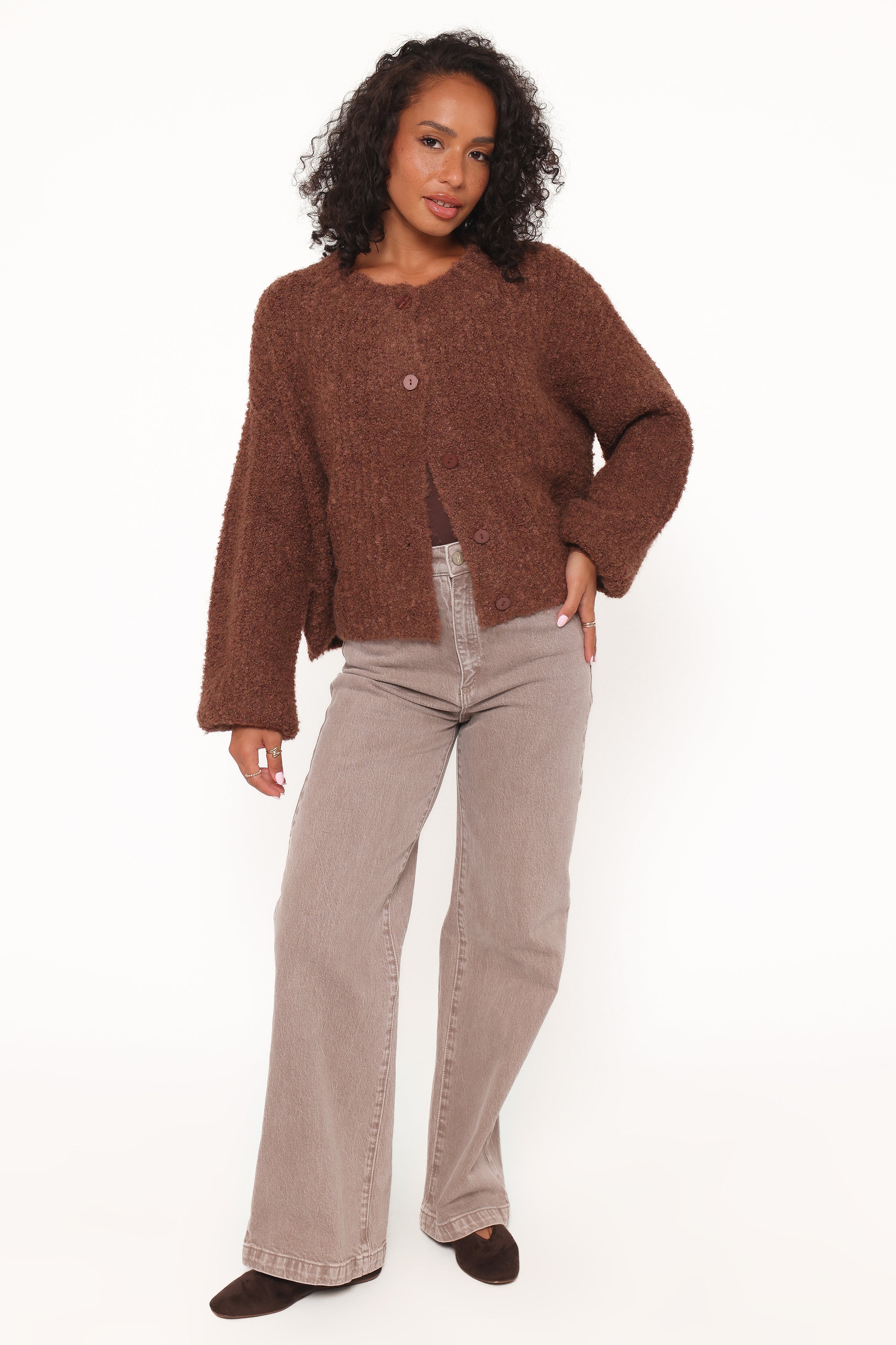 KNITWEAR Albertine Cardigan - Chocolate (HOLD FOR WK 14 THURS LAUNCH)
