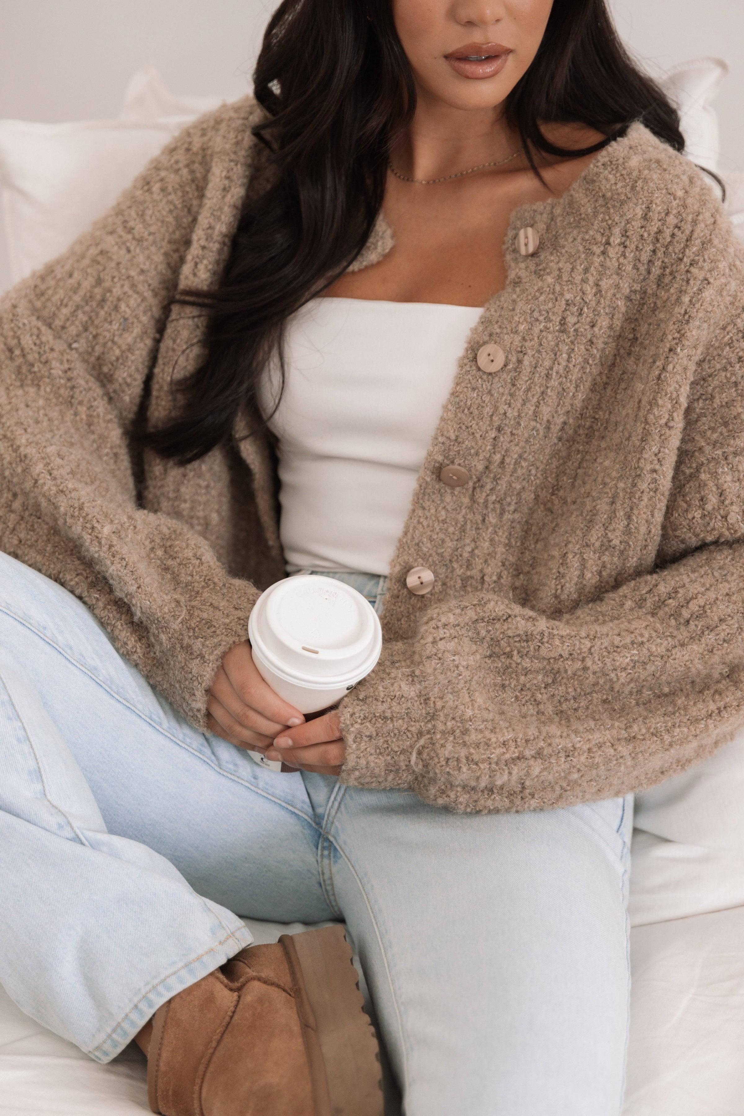 KNITWEAR Albertine Cardigan - Latte