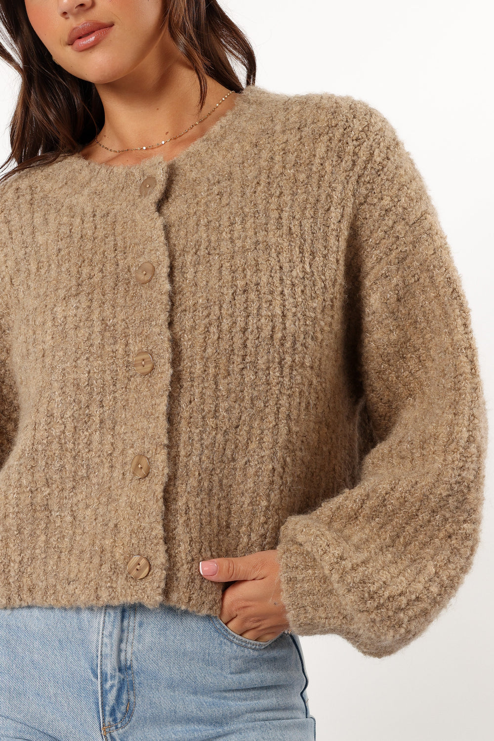 KNITWEAR @Albertine Cardigan - Latte (Hold for Cool Beginnings)