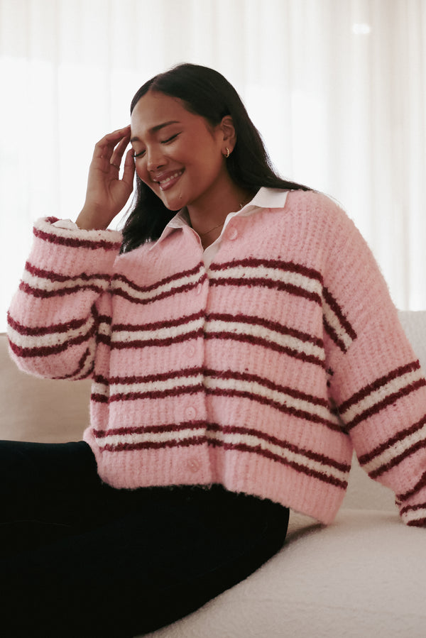 KNITWEAR Albertine Cardigan - Pink Stripe