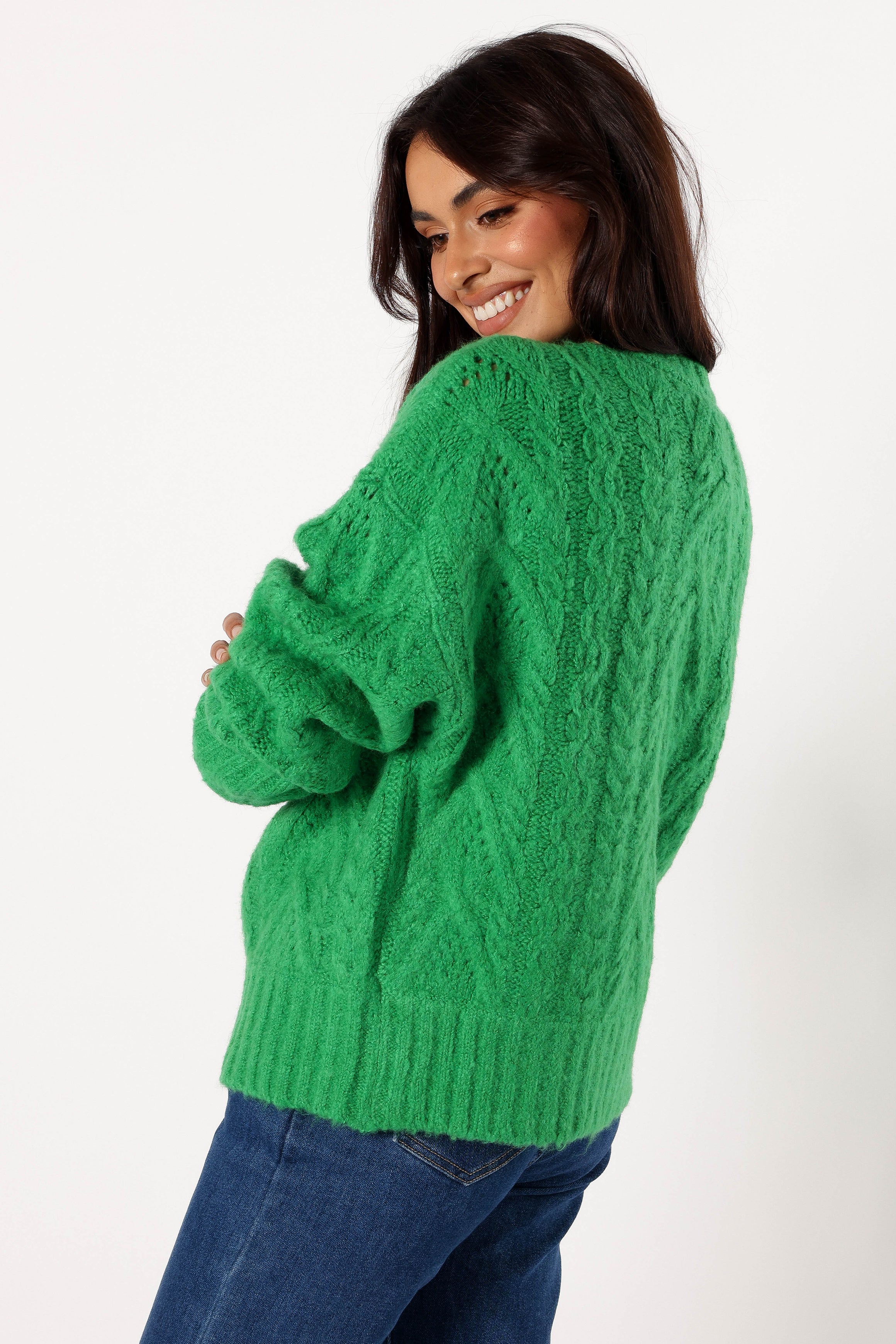 KNITWEAR @Alessandra Crystal Button Cardigan - Spearmint
