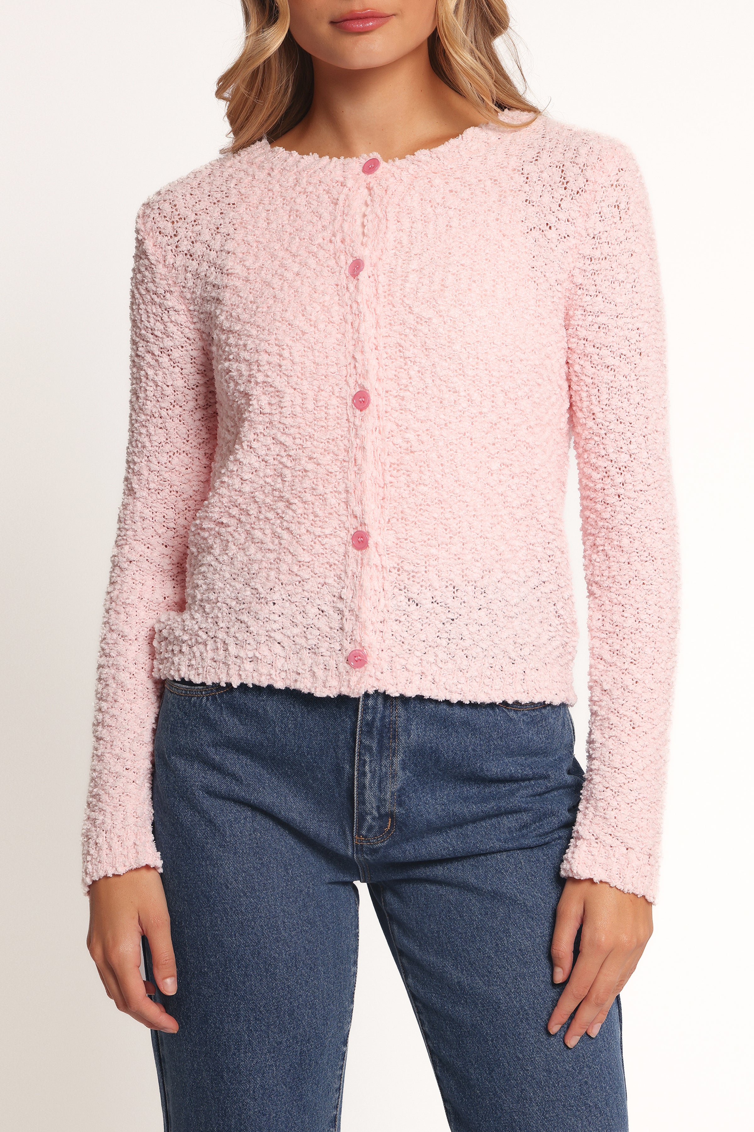 KNITWEAR Ally Texture Cardigan - Pink