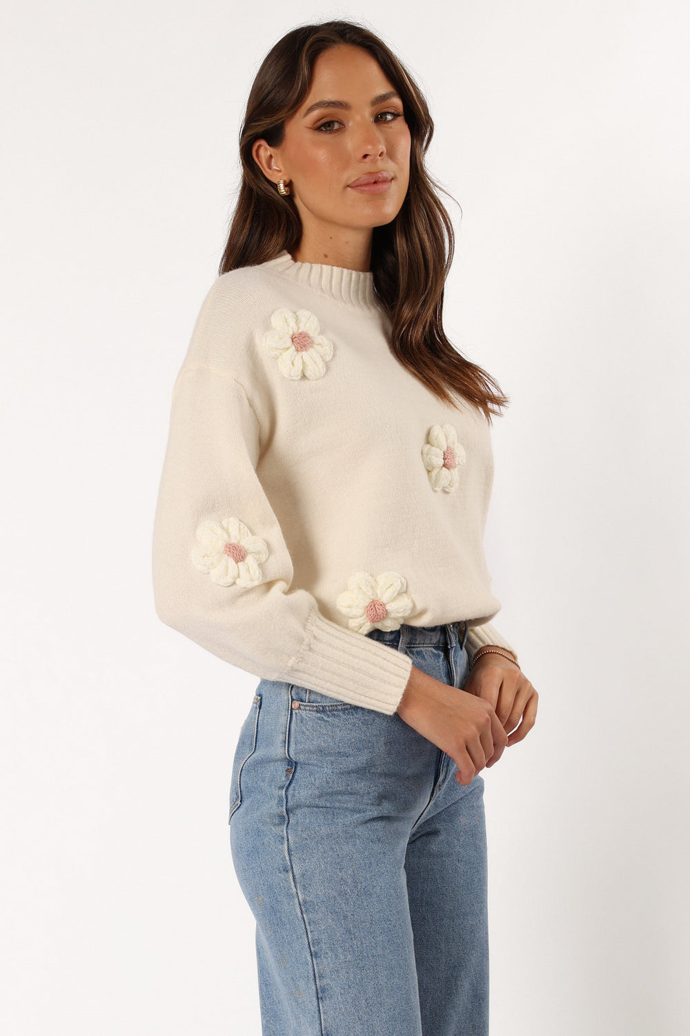 KNITWEAR @Alto Flower Knit Sweater - White