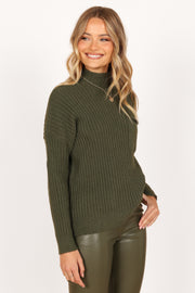 KNITWEAR Alyssa Crewneck Oversized Pocket Knit Sweater - Olive