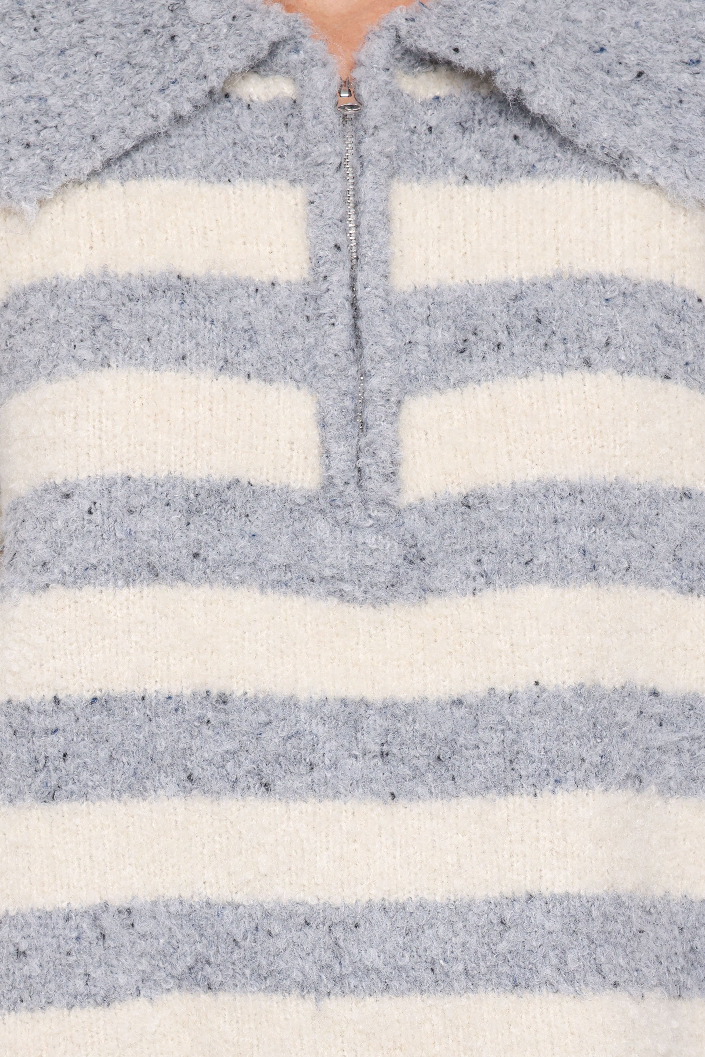 KNITWEAR Angelica 1/4 Zip Sweater - Denim Blue Stripe