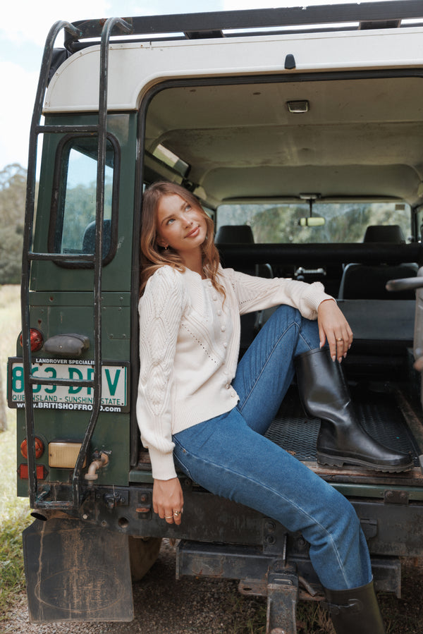 KNITWEAR Annika Puff Sleeve Cardigan - Cream