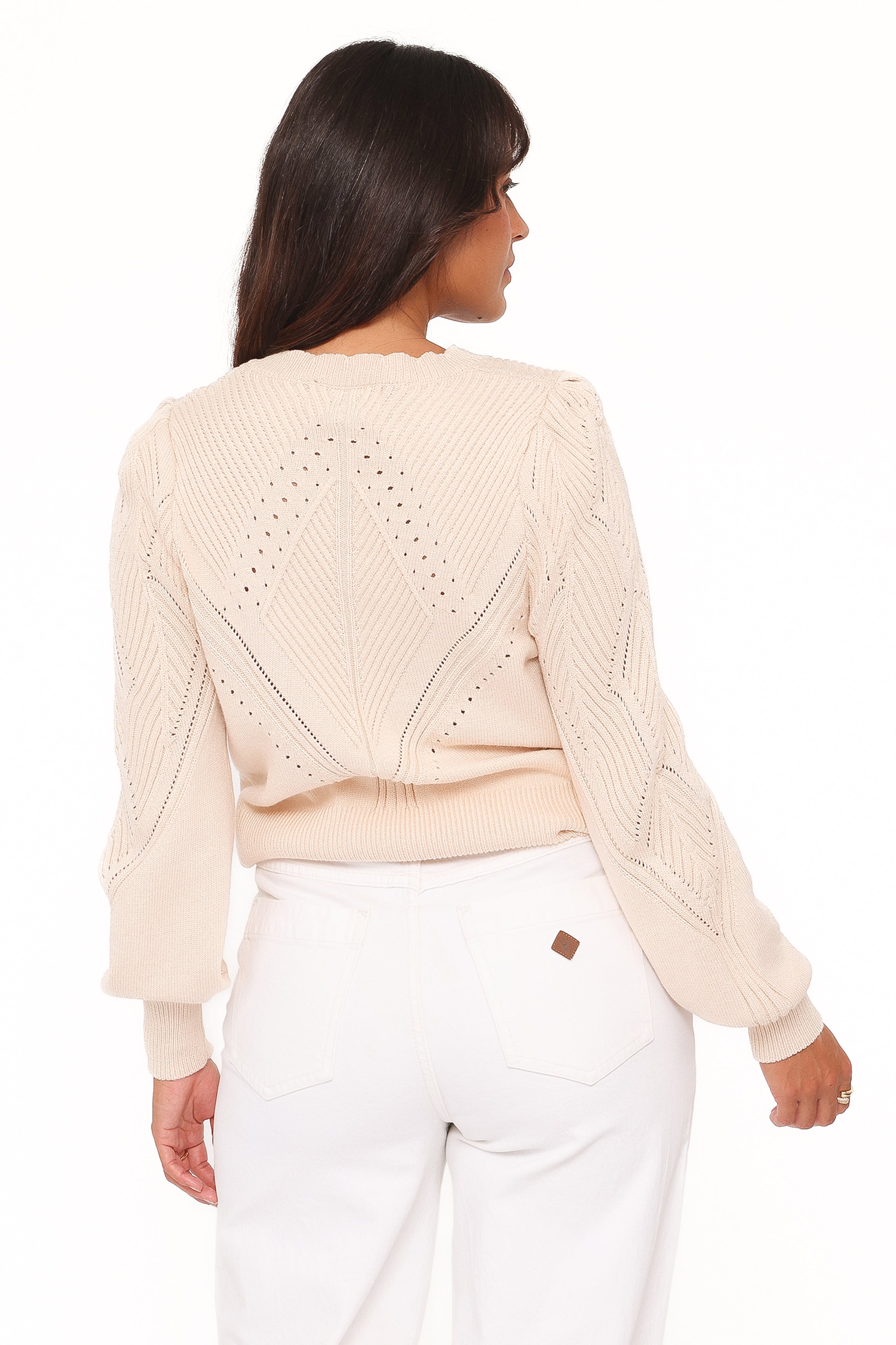 KNITWEAR Annika Puff Sleeve Cardigan - Cream