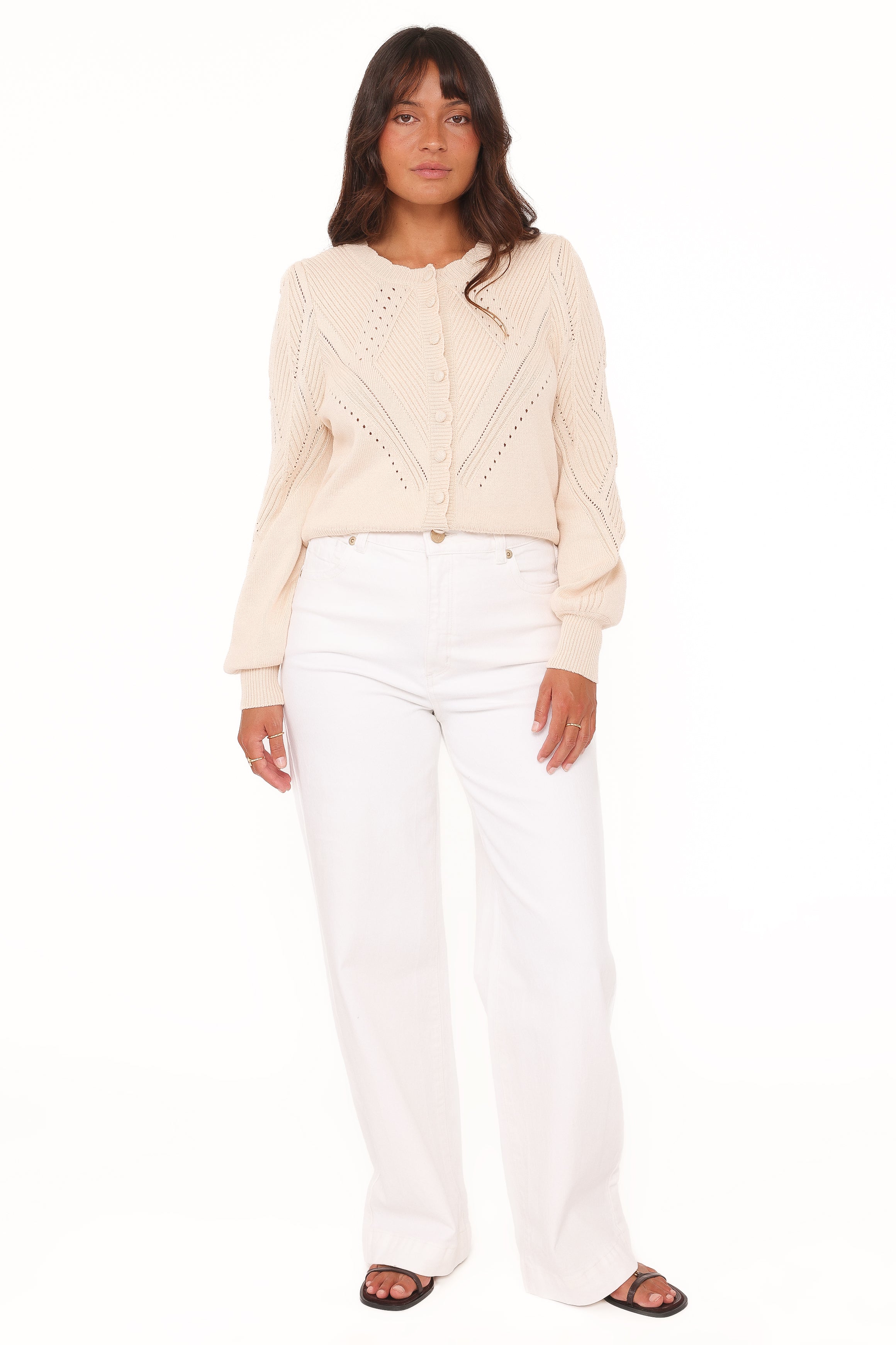 KNITWEAR Annika Puff Sleeve Cardigan - Cream