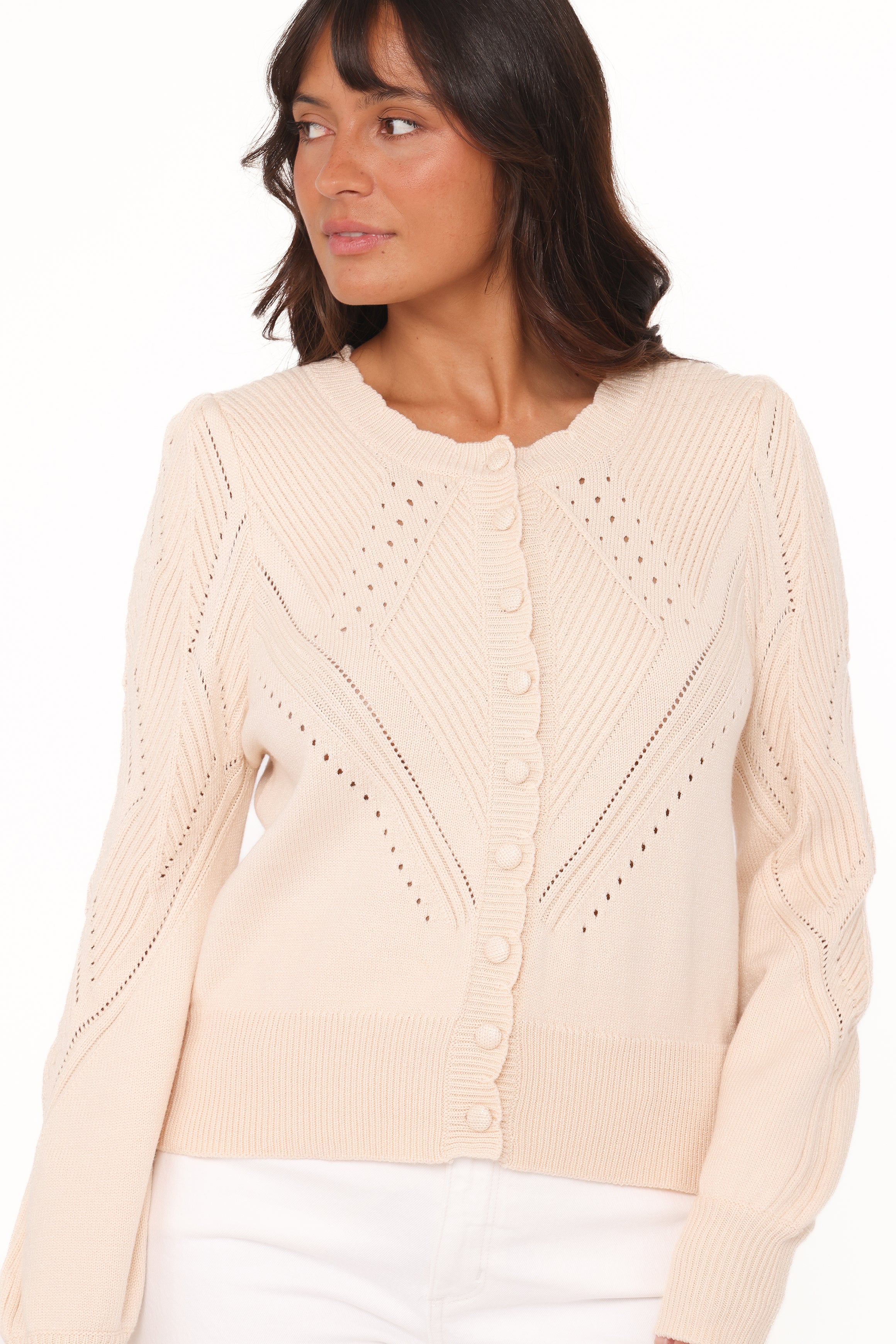 KNITWEAR Annika Puff Sleeve Cardigan - Cream