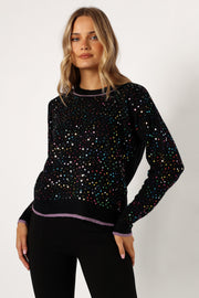 KNITWEAR @Ariella Sequin Embellished Knit Sweater - Black
