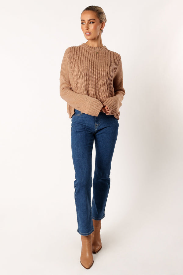 KNITWEAR @Arlette Textured Knit Sweater - Stone