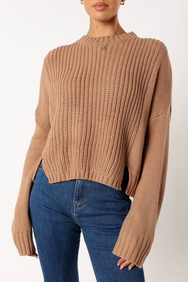 KNITWEAR @Arlette Textured Knit Sweater - Stone