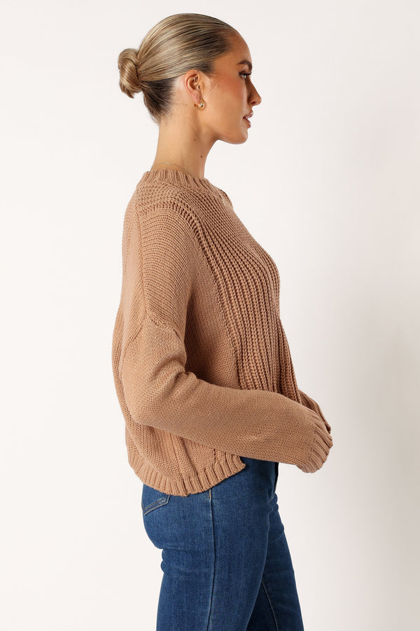 KNITWEAR @Arlette Textured Knit Sweater - Stone