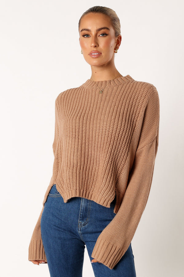 KNITWEAR @Arlette Textured Knit Sweater - Stone