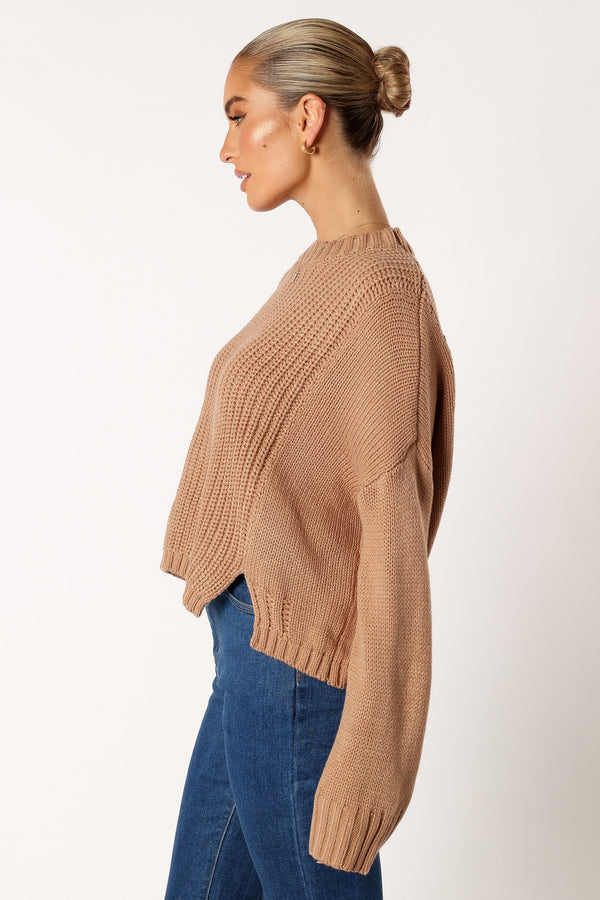 KNITWEAR @Arlette Textured Knit Sweater - Stone