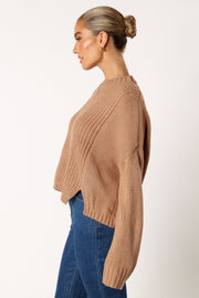 KNITWEAR @Arlette Textured Knit Sweater - Stone