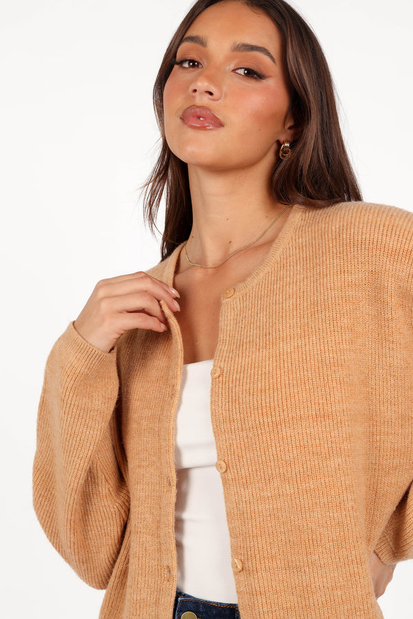 KNITWEAR Astor Classic Button Up Cardigan - Caramel