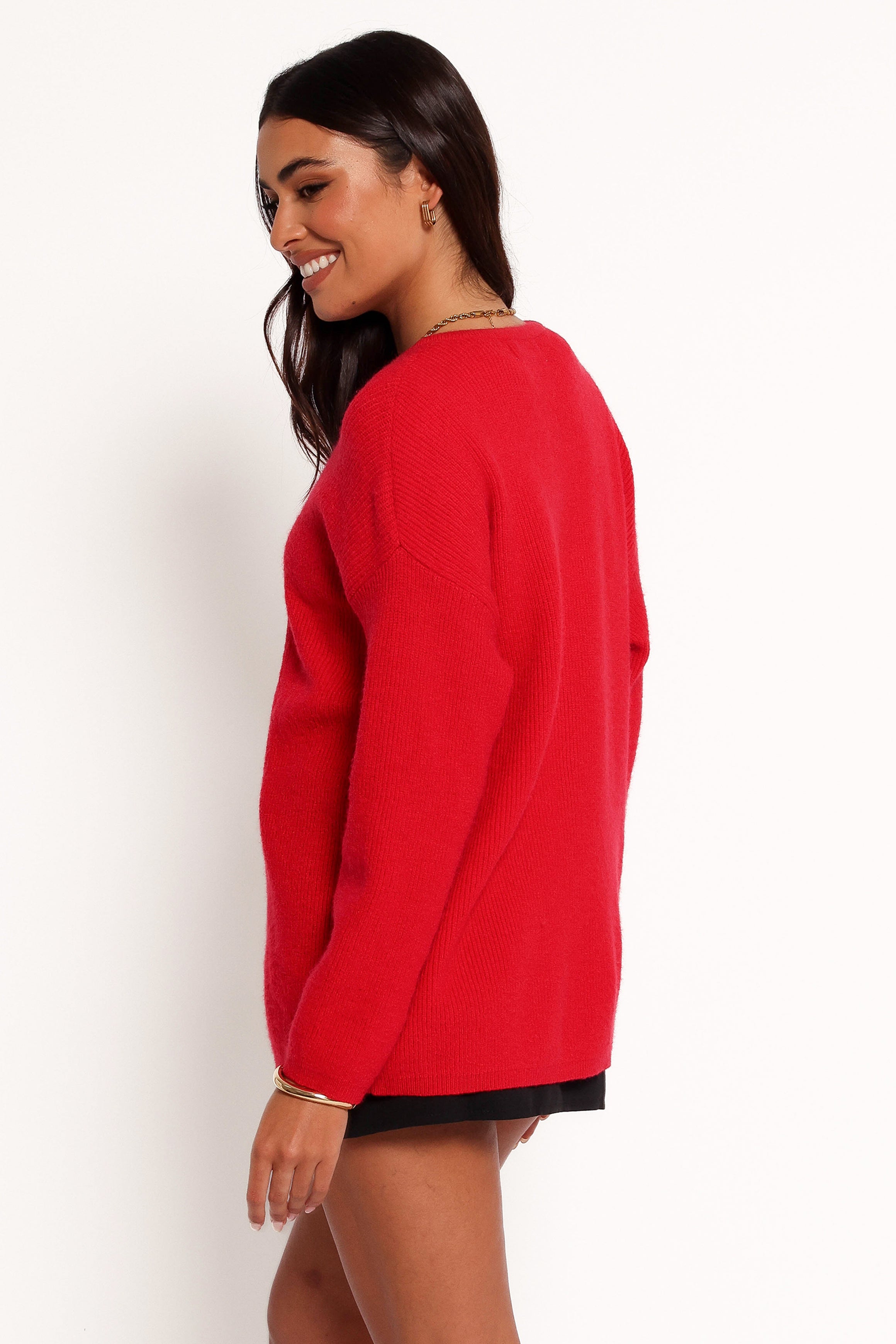 KNITWEAR Astor Classic Button Up Cardigan - Red