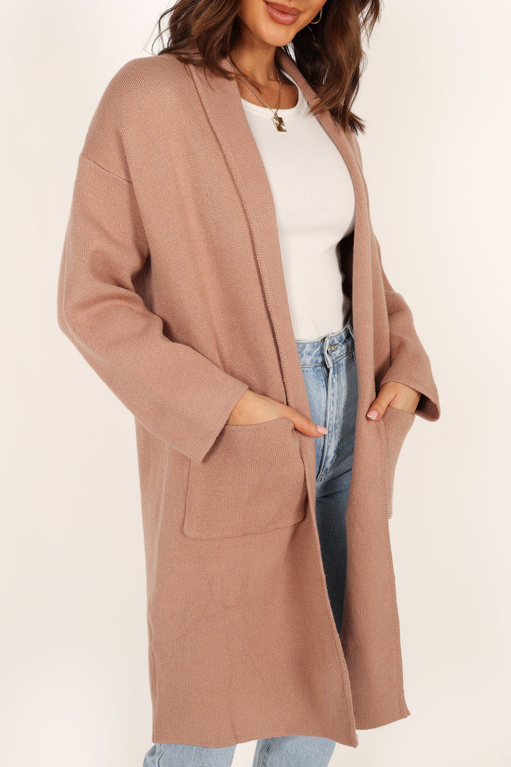 Avah Long Cardigan Camel Petal & Pup