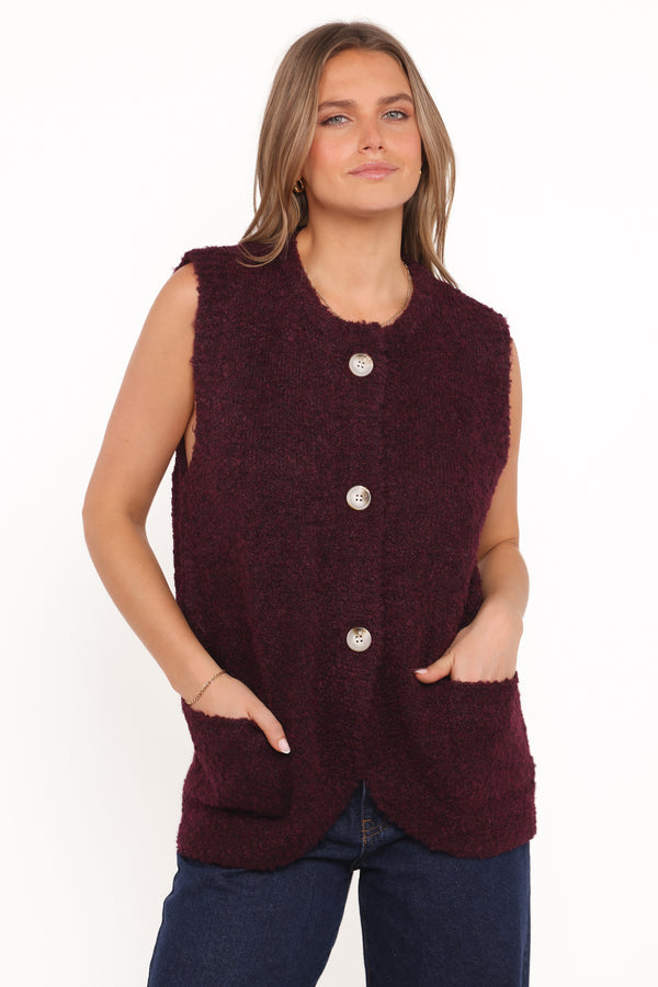 KNITWEAR Avery Knit Vest - Wine