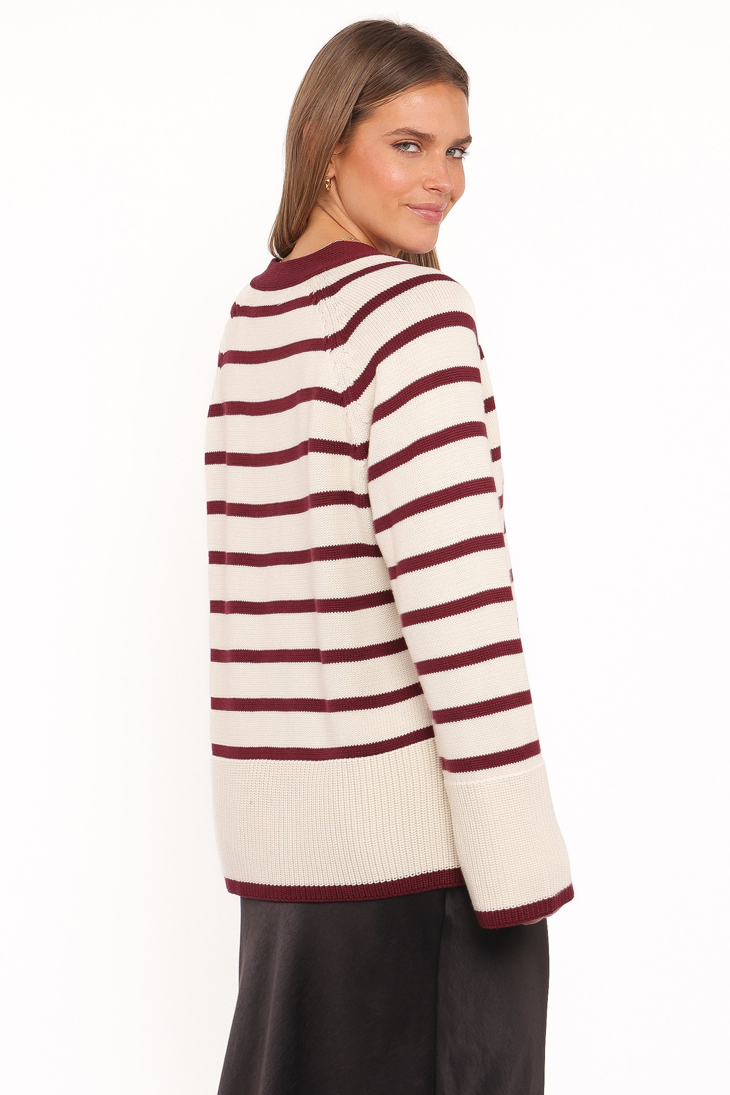 KNITWEAR Aydee Cardigan - Cherry Stripe