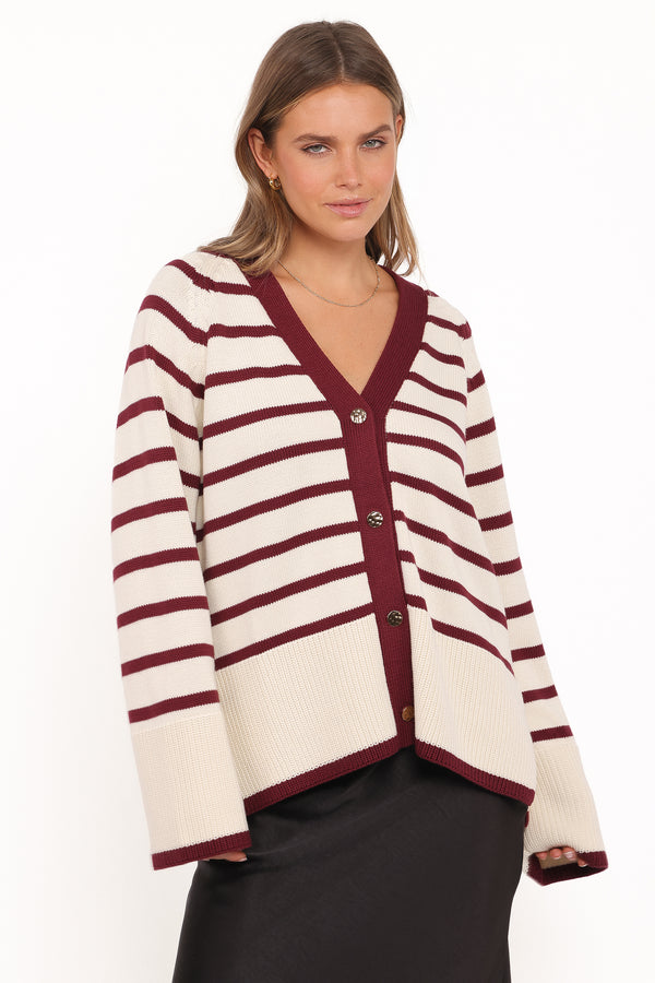 KNITWEAR Aydee Cardigan - Cherry Stripe