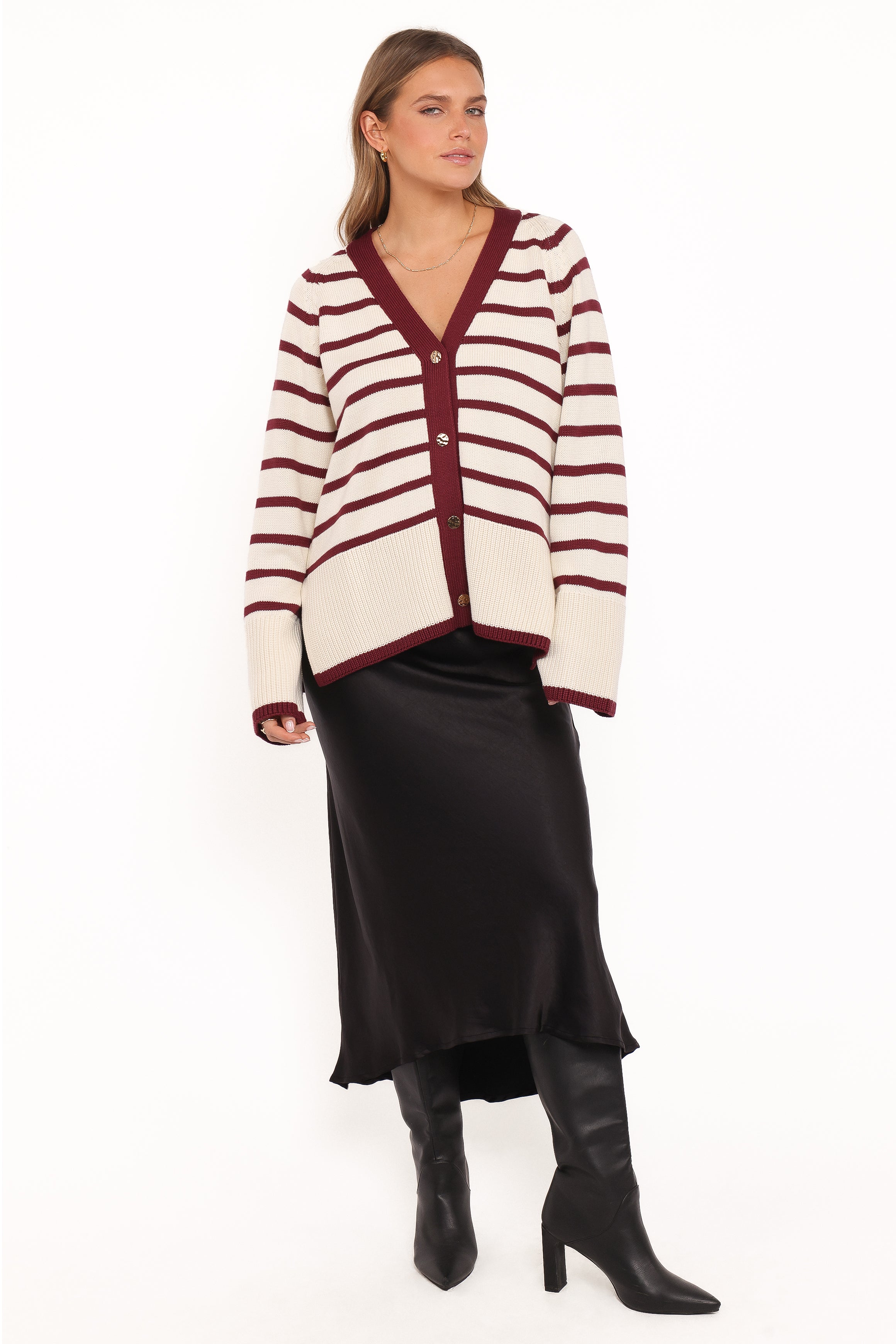 KNITWEAR Aydee Cardigan - Cherry Stripe