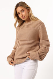 KNITWEAR @Beckett Textured Stripe Knit Sweater - Beige