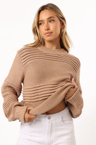 KNITWEAR @Beckett Textured Stripe Knit Sweater - Beige