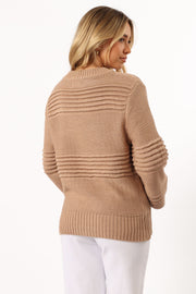 KNITWEAR @Beckett Textured Stripe Knit Sweater - Beige