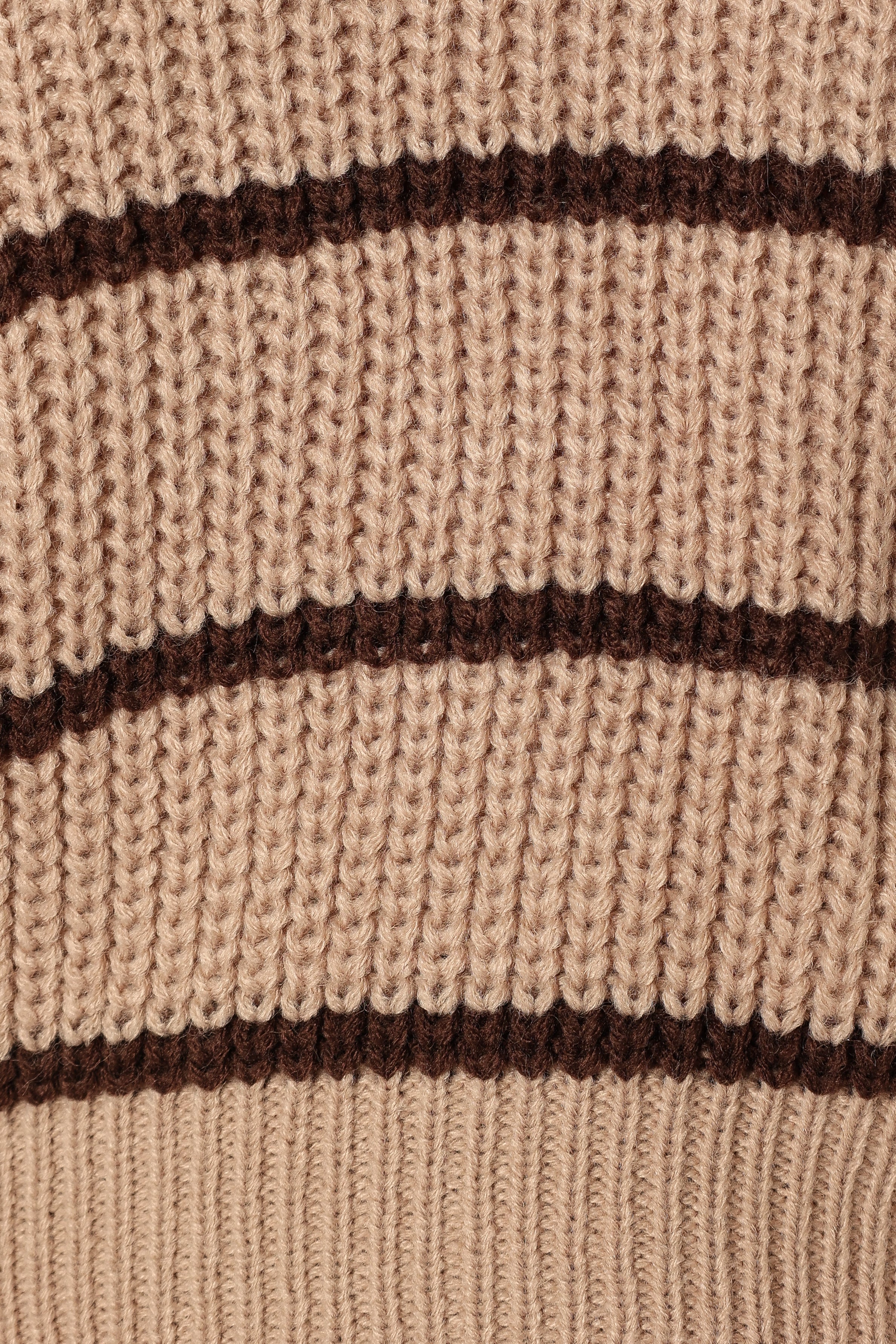 KNITWEAR @Bexley Collared Striped Knit Sweater - Mocha Brown