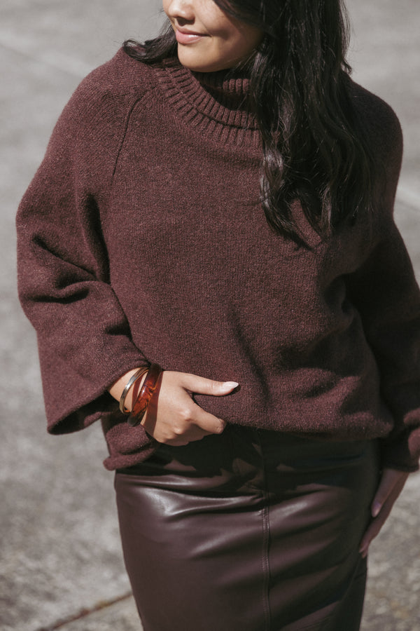 KNITWEAR Bindy Cowlneck Knit Sweater - Brown