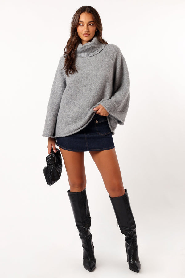 KNITWEAR Bindy Cowlneck Knit Sweater - Grey Marle