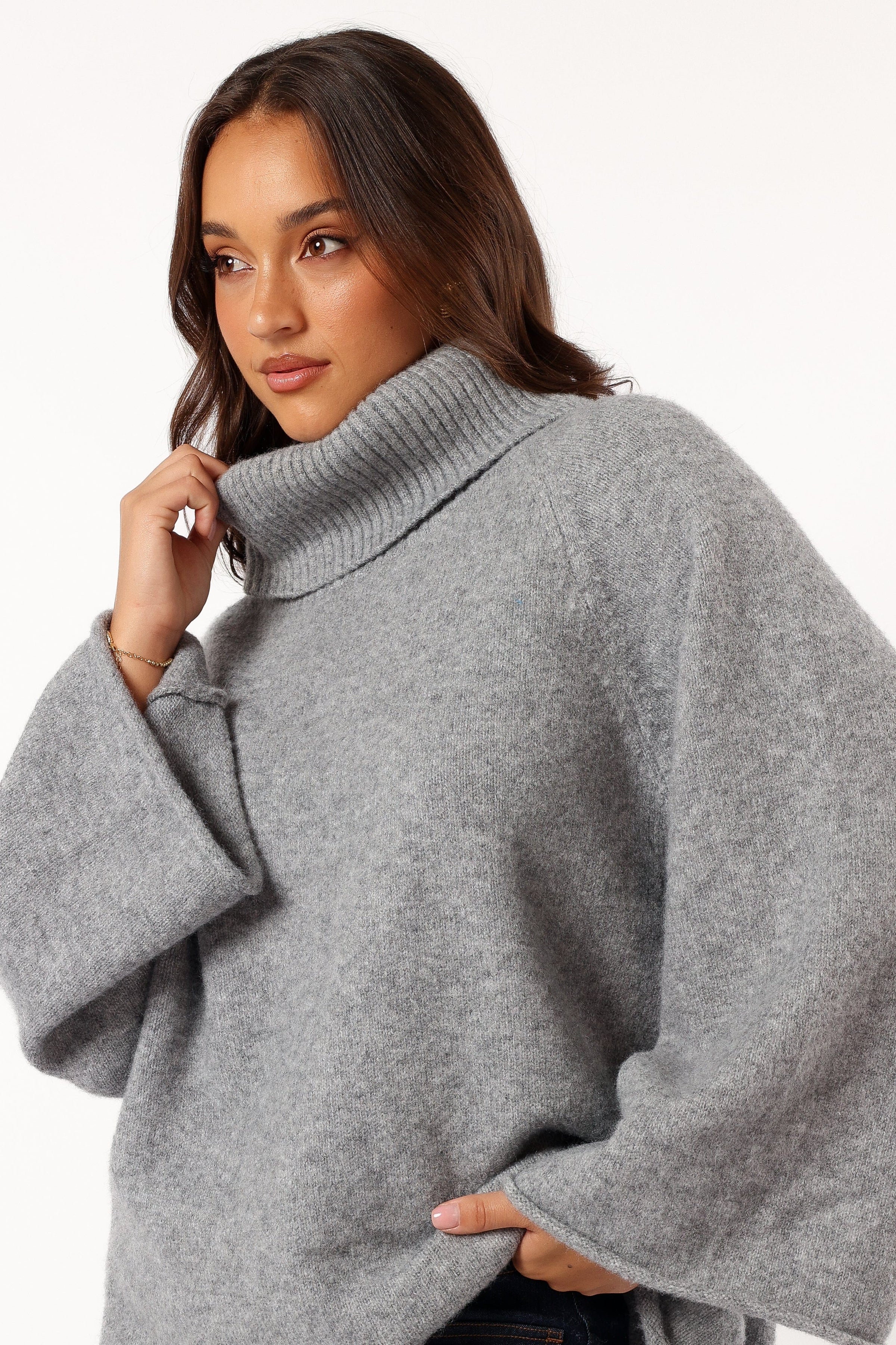 KNITWEAR Bindy Cowlneck Knit Sweater - Grey Marle
