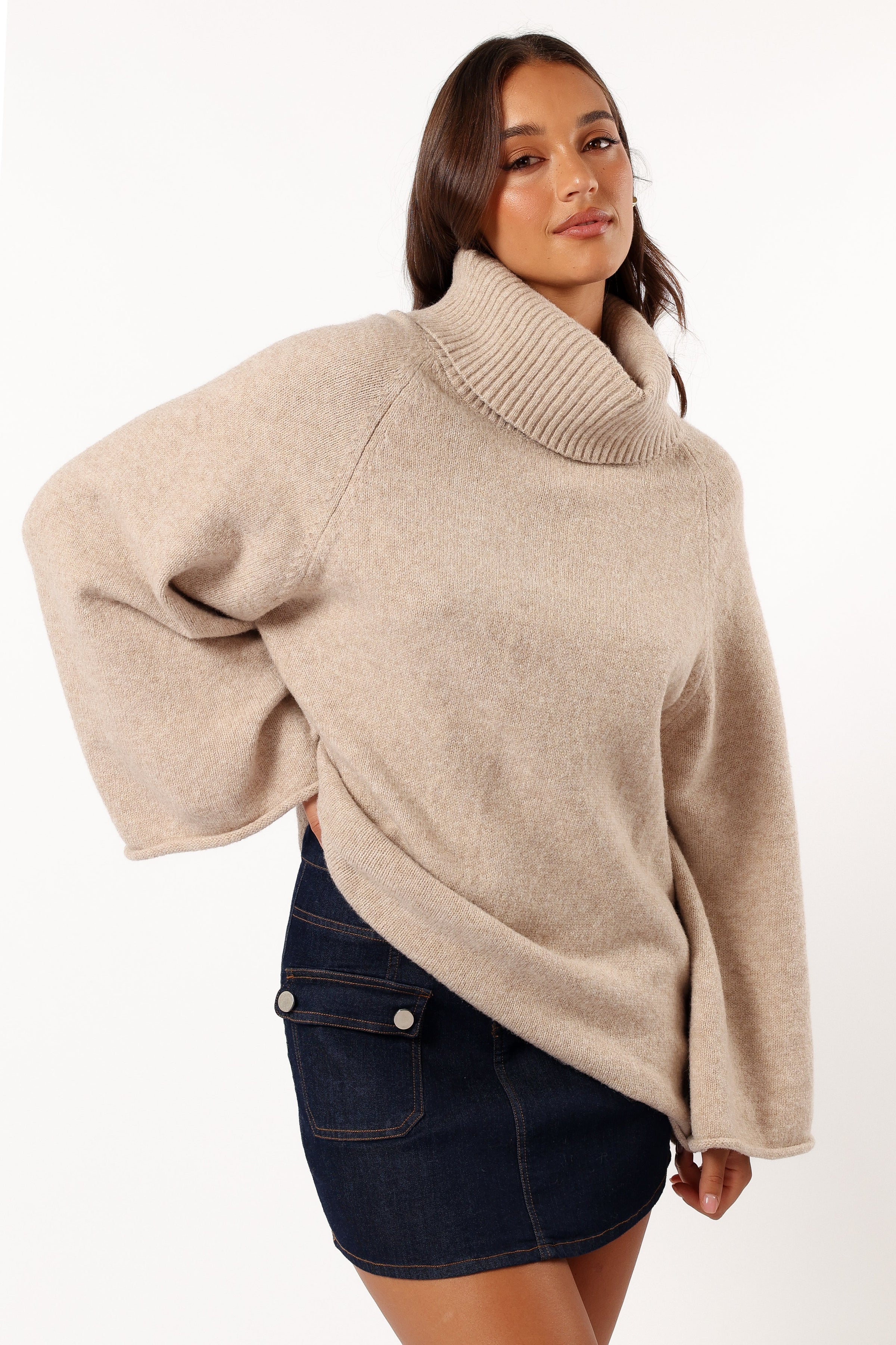 KNITWEAR Bindy Cowlneck Knit Sweater - Oatmeal