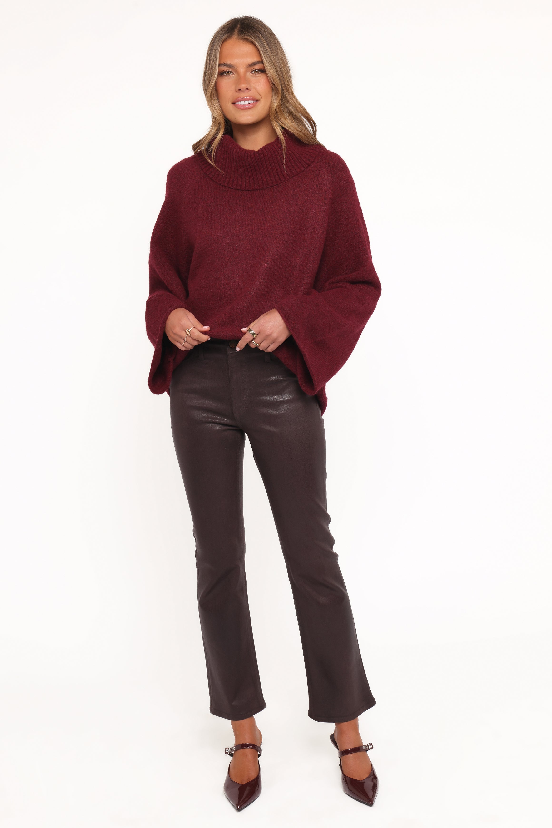 KNITWEAR Bindy Cowlneck Knit Sweater - Wine