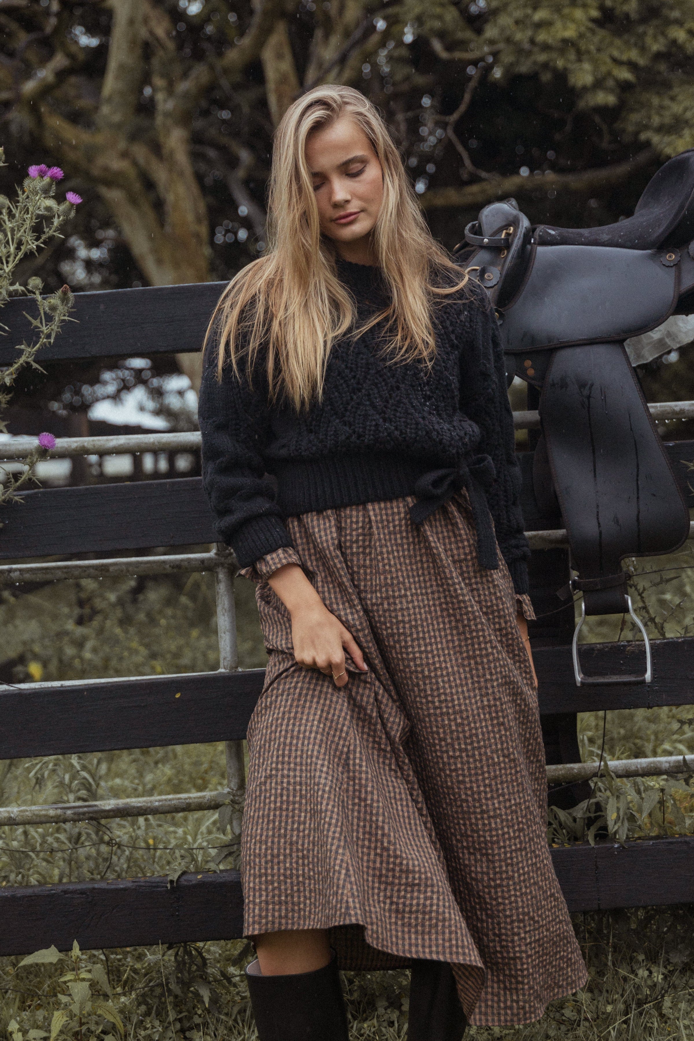 KNITWEAR Birdie Tie Side Knit Sweater - Black