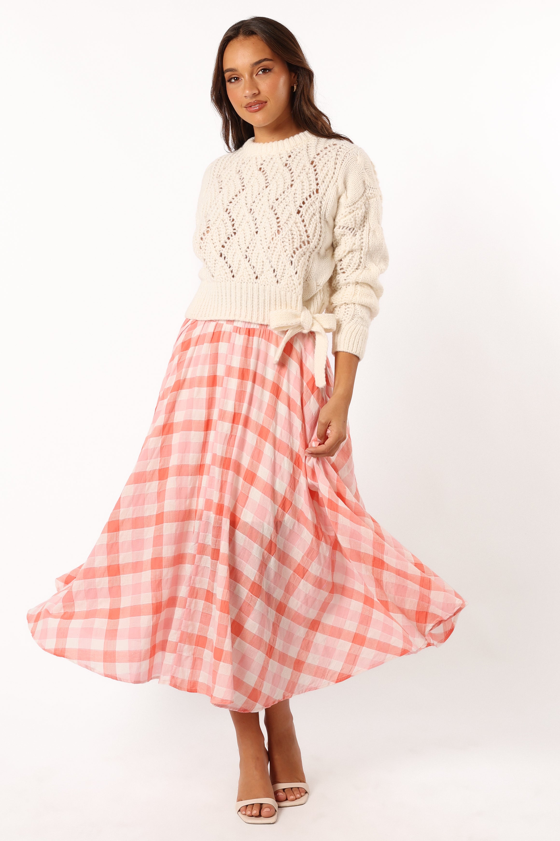 KNITWEAR @Birdie Tie Side Knit Sweater - Cream