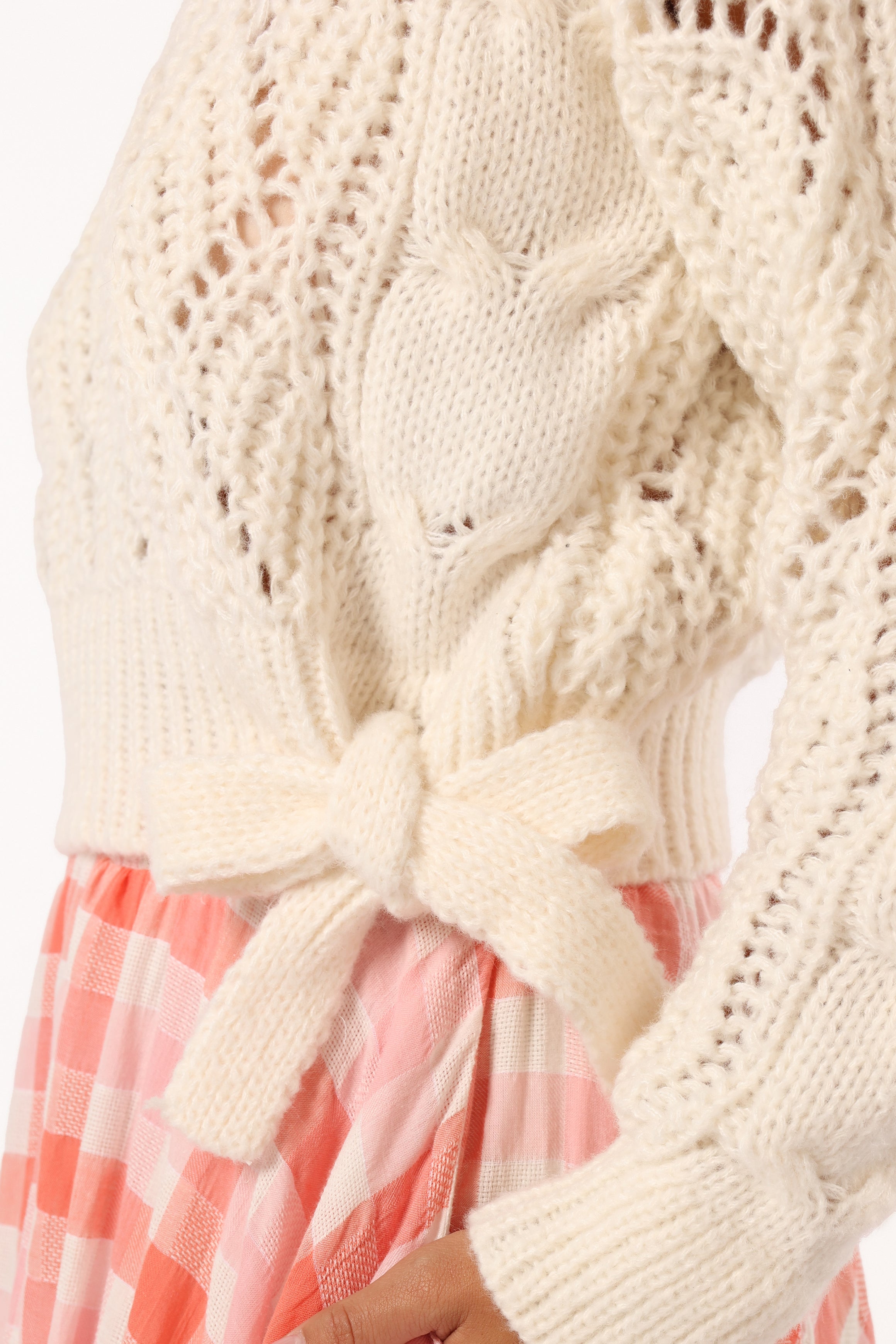 KNITWEAR @Birdie Tie Side Knit Sweater - Cream