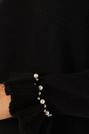 KNITWEAR @Blakely Pearl Detail Knit Sweater - Black